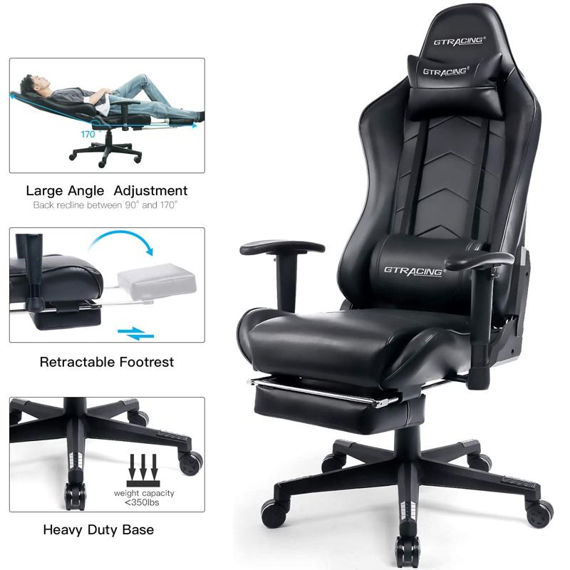 GT901-BLACK Gaming Chair with Footrest | GTRACING – GTRACING TOP
