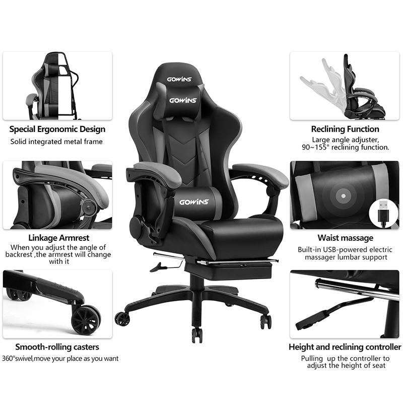 GOWINS Gaming Chair Racing Office Computer Ergonomic Game Chair - GTRACING