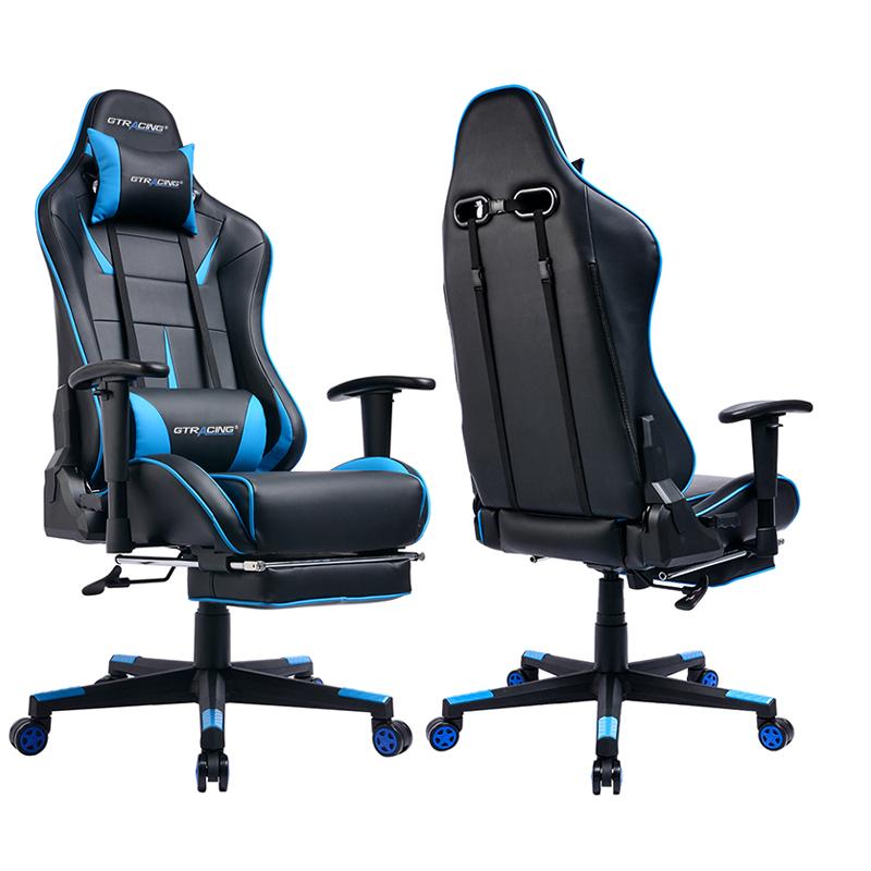 GT909-BLUE Gaming Chair with Footrest | GTRACING